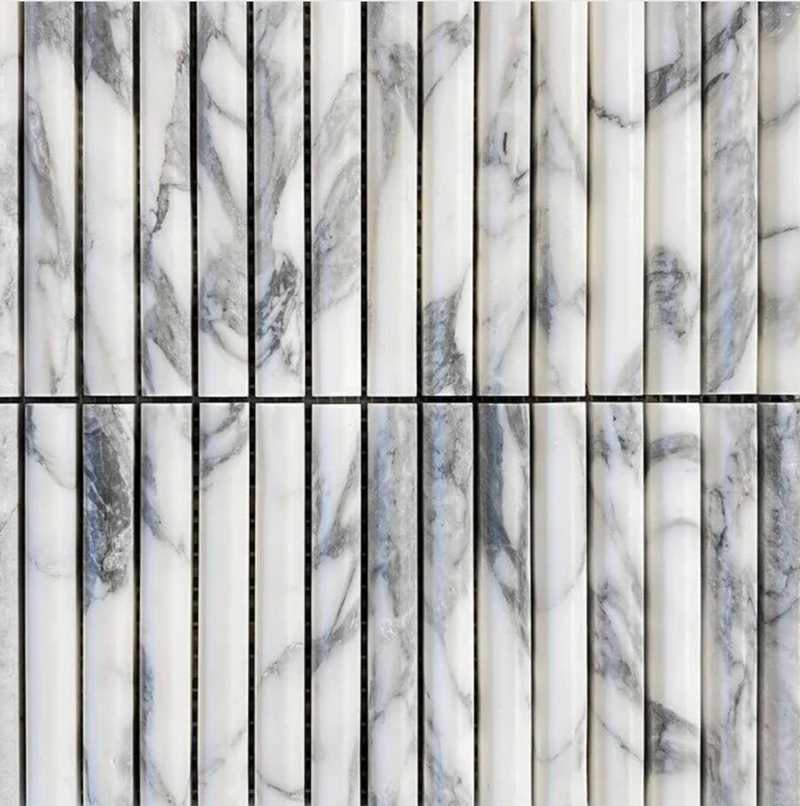 Blanc Ivoire Fluted Marble Mosaic Tile