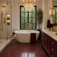 Garnet Meadow 1" x 1" Marble Mosaic