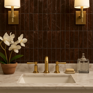 Brulee Calistra Concave Fluted Marble Mosaic