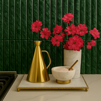 Viridian Meadow Fluted Marble Mosaic
