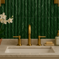 Viridian Meadow Fluted Marble Mosaic