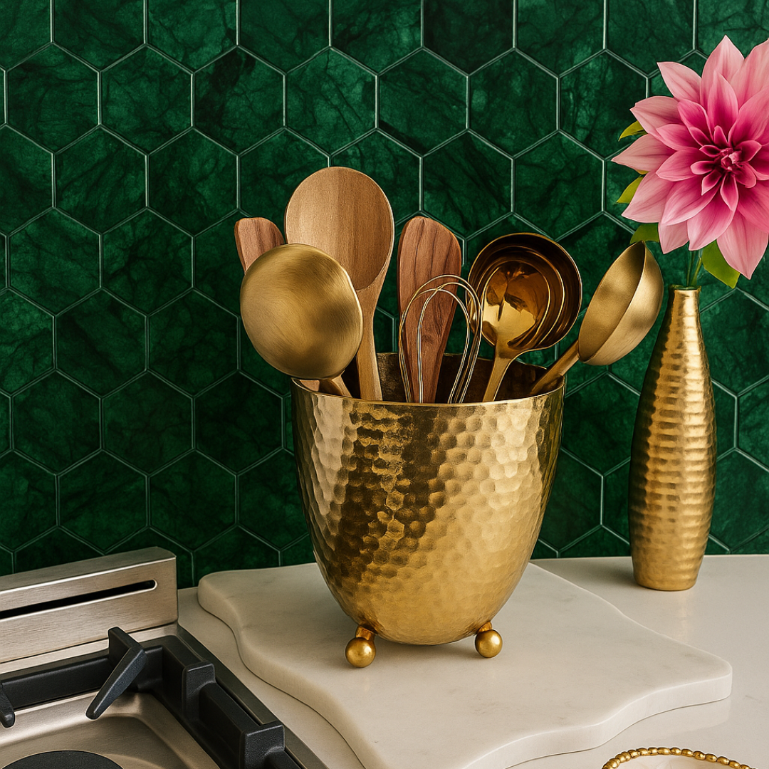 Viridian Meadow Emerald Green Hexagon Mosaic