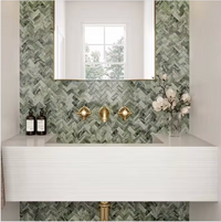 Sample Epinard Jade Herringbone Mosaic Tile