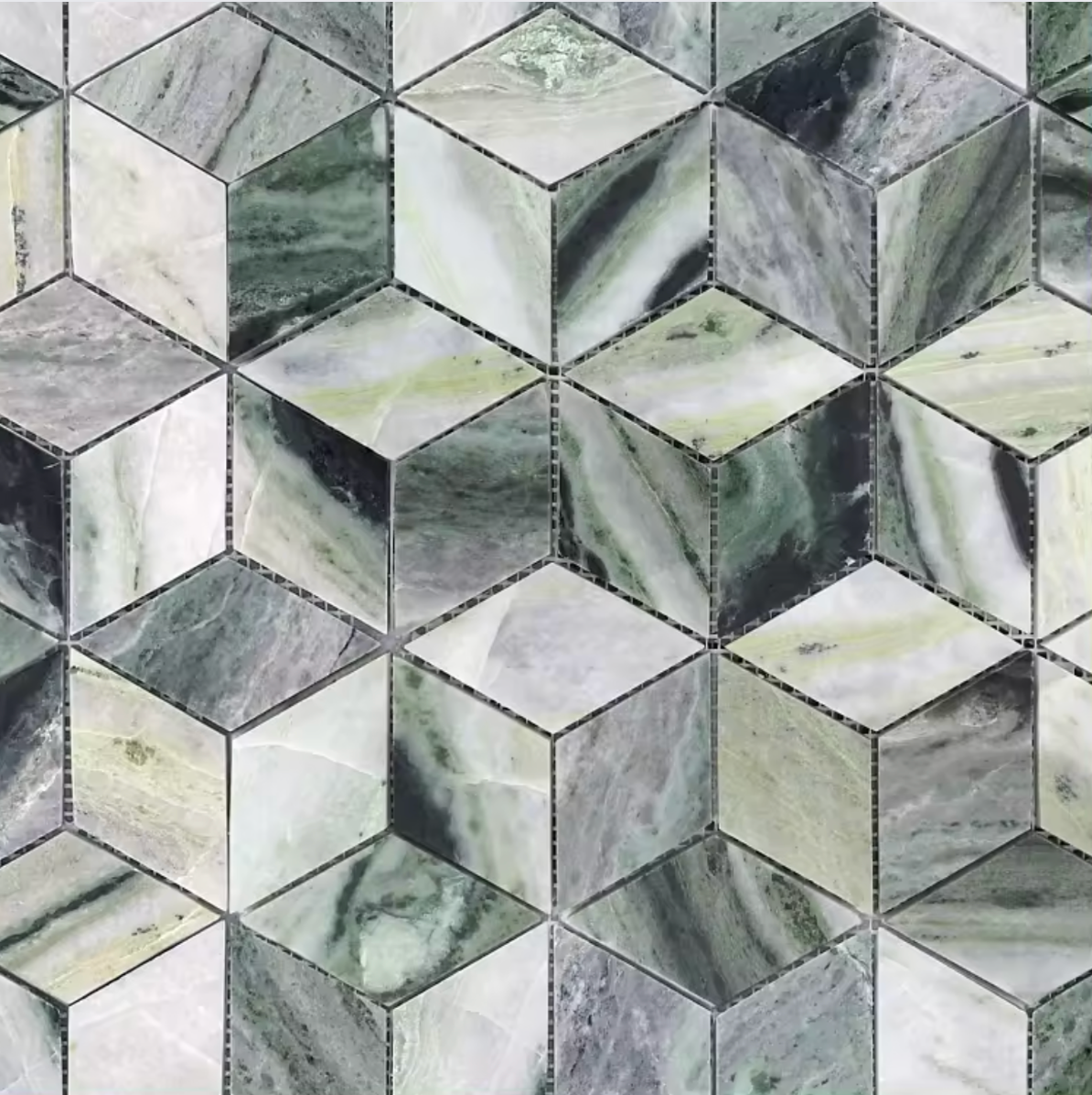 Jaded Jewel Hexagon Marble Mosaic Tile 2"x5"