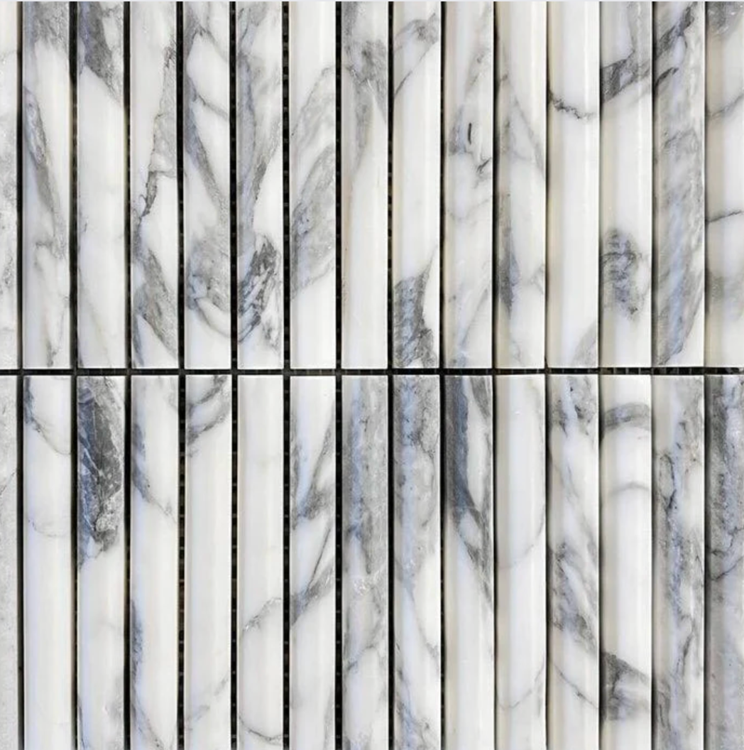 Blanc Ivoire Fluted White Marble Mosaic Tile