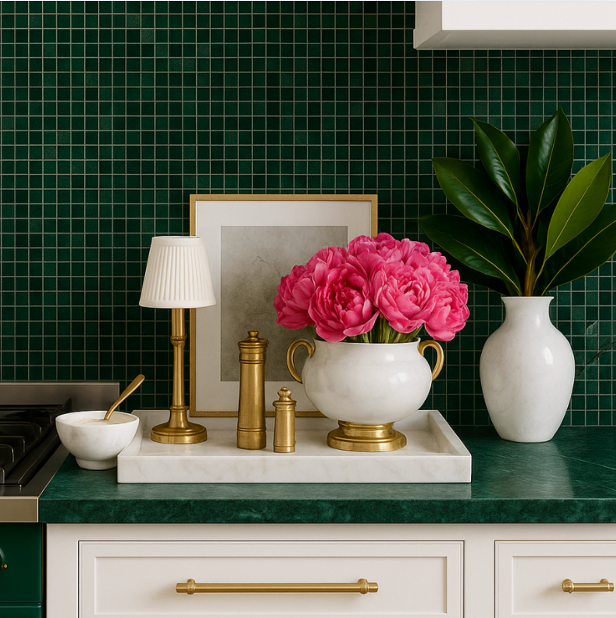 Viridian Meadow Emerald Green Marble Mosaic