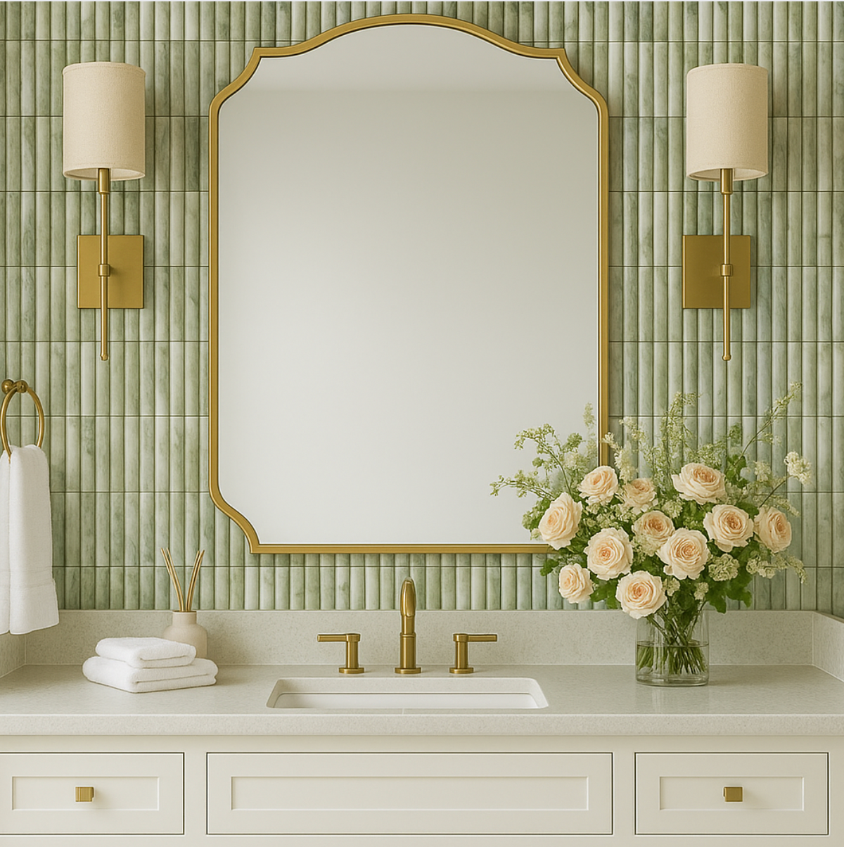 Sample Precieuse Jade Fluted Marble Mosaic