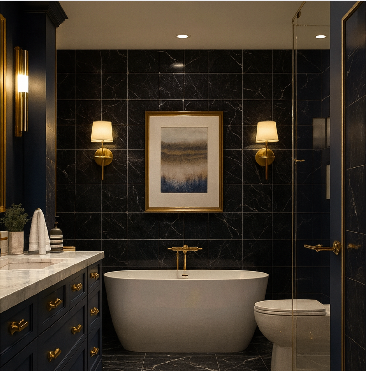 Obsidian Altaira Marble Subway Tile 3"x6", 4"x4", 3"x11"